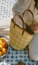 Load image into Gallery viewer, Canvas Mini Circle Bucket Bag - Sun/White
