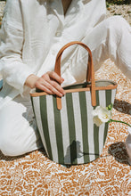 Load image into Gallery viewer, Canvas Mini Circle Bucket Bag - Olive/White

