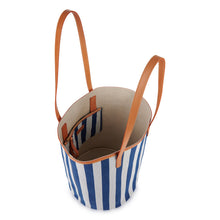 Load image into Gallery viewer, Canvas Circle Bucket Bag - Blue/White
