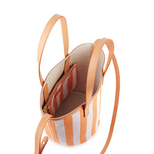 Load image into Gallery viewer, Canvas Mini Circle Bucket Bag - Orange/White
