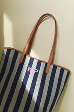 Load image into Gallery viewer, Canvas Circle Bucket Bag - Blue/White
