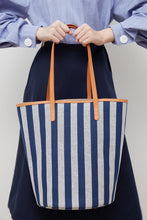 Load image into Gallery viewer, Canvas Circle Bucket Bag - Blue/White
